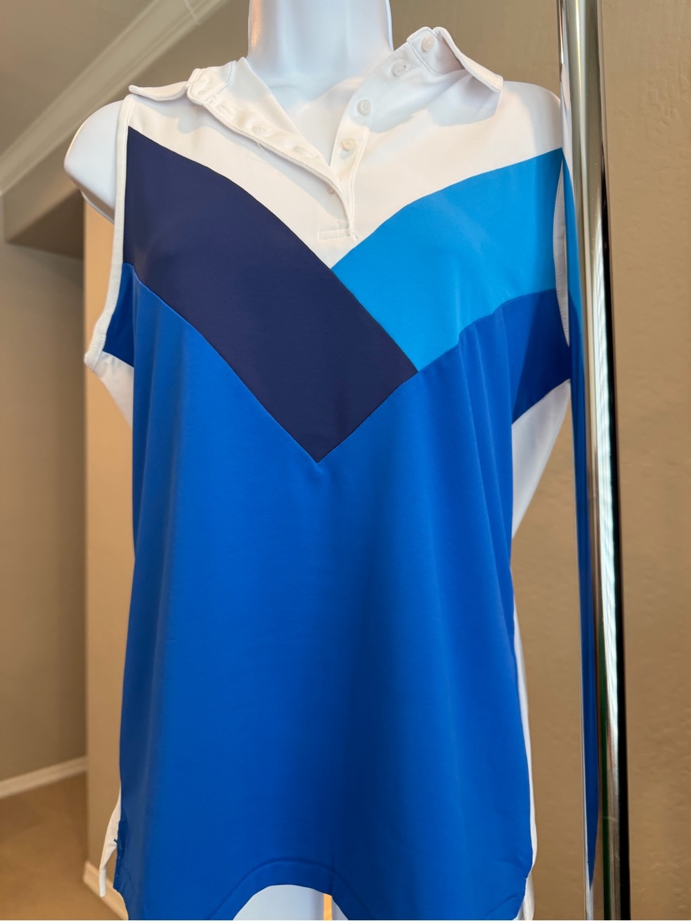 G/FORE Blue Chevron Sleeveless Polo Tank
